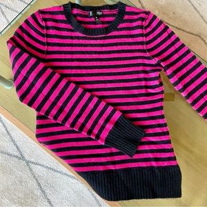 AQUA Stripe Cashmere Sweater Sz M